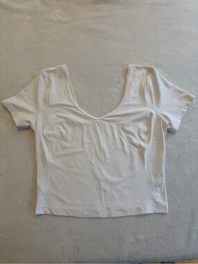 Lululemon White Scoop-Neck Crop Top